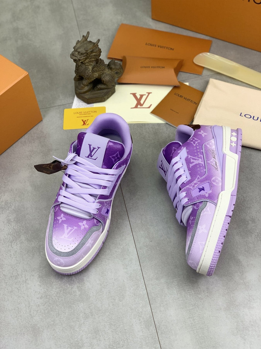 Louis Vuitton Lavender Purple Low-Top Sneakers - Lavender Purple and White