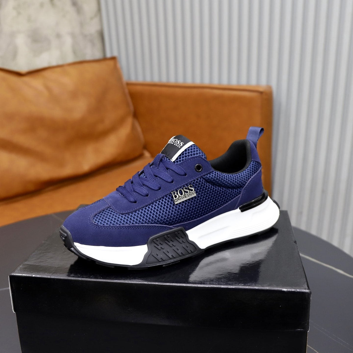 BOSS Men's Knit-Panel Low-Top Sneakers