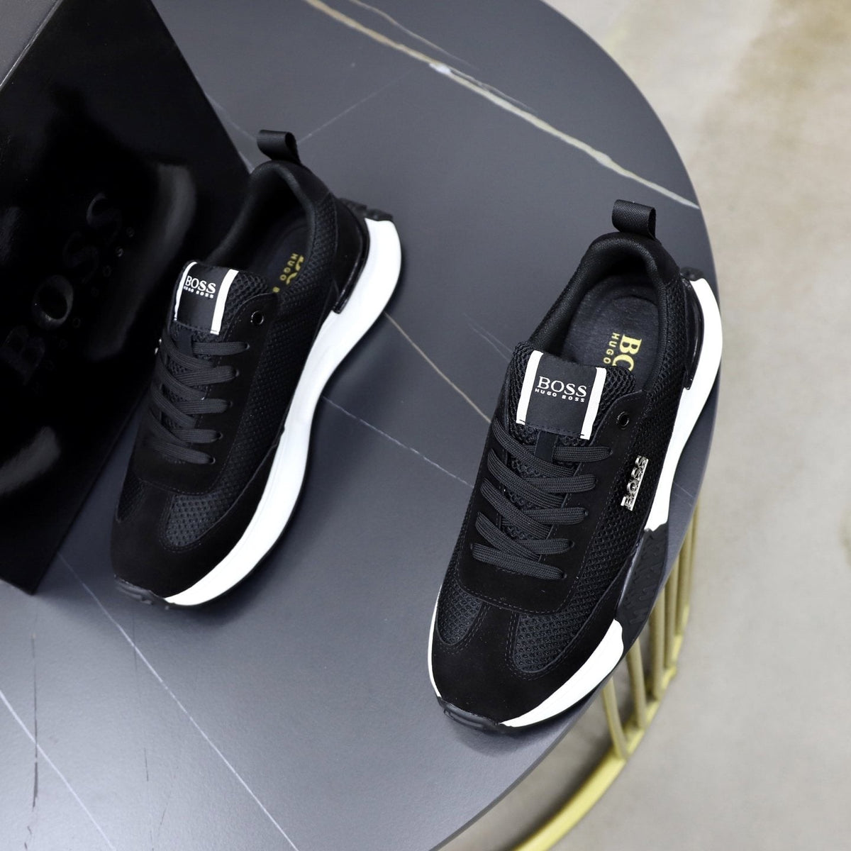 BOSS Men's Knit-Panel Low-Top Sneakers
