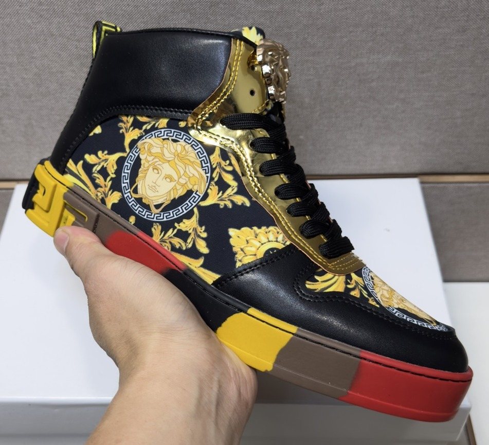Versace Men's Gold High-Top Sneakers