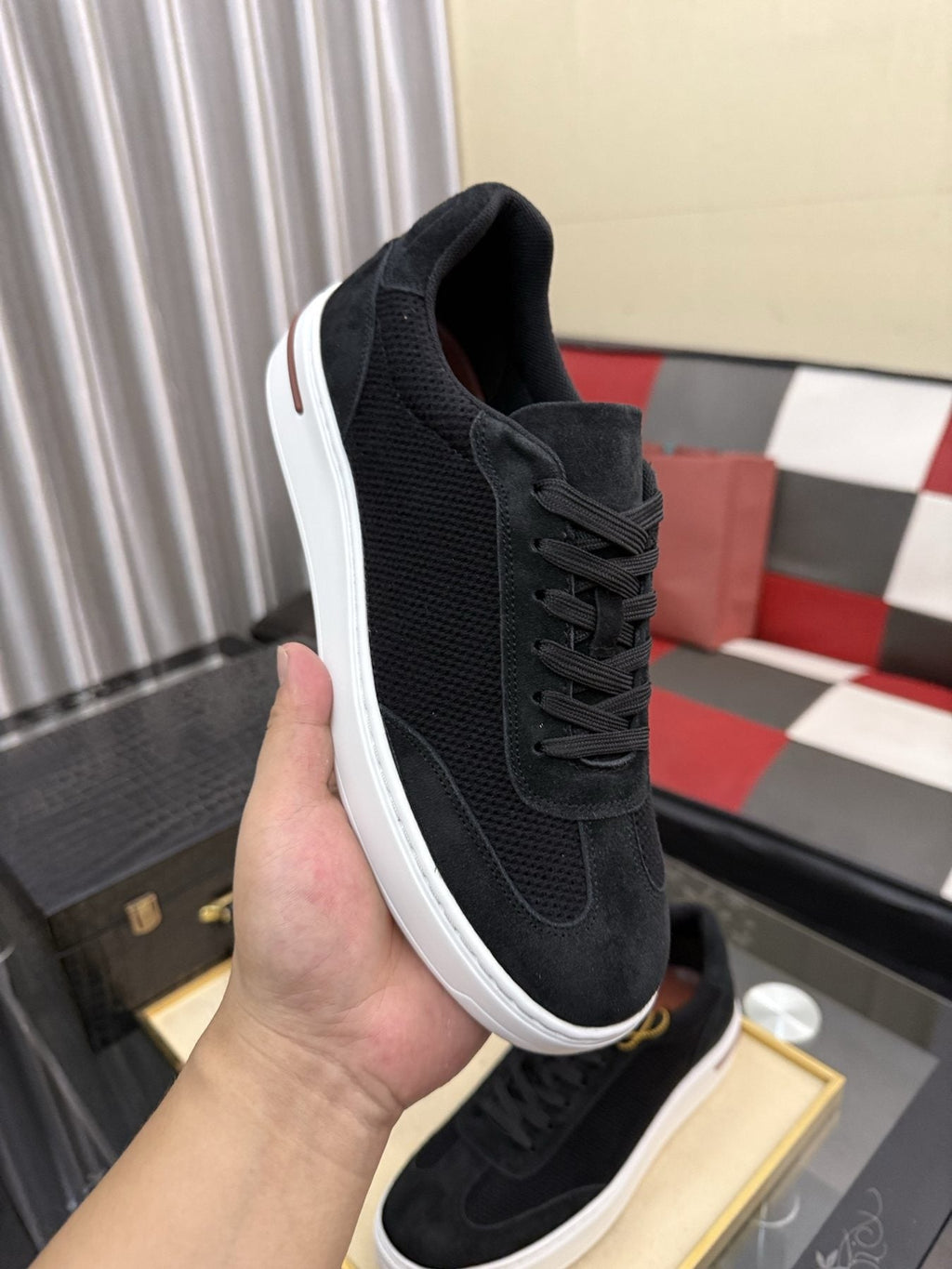 Textured Panel Low-Top Sneakers