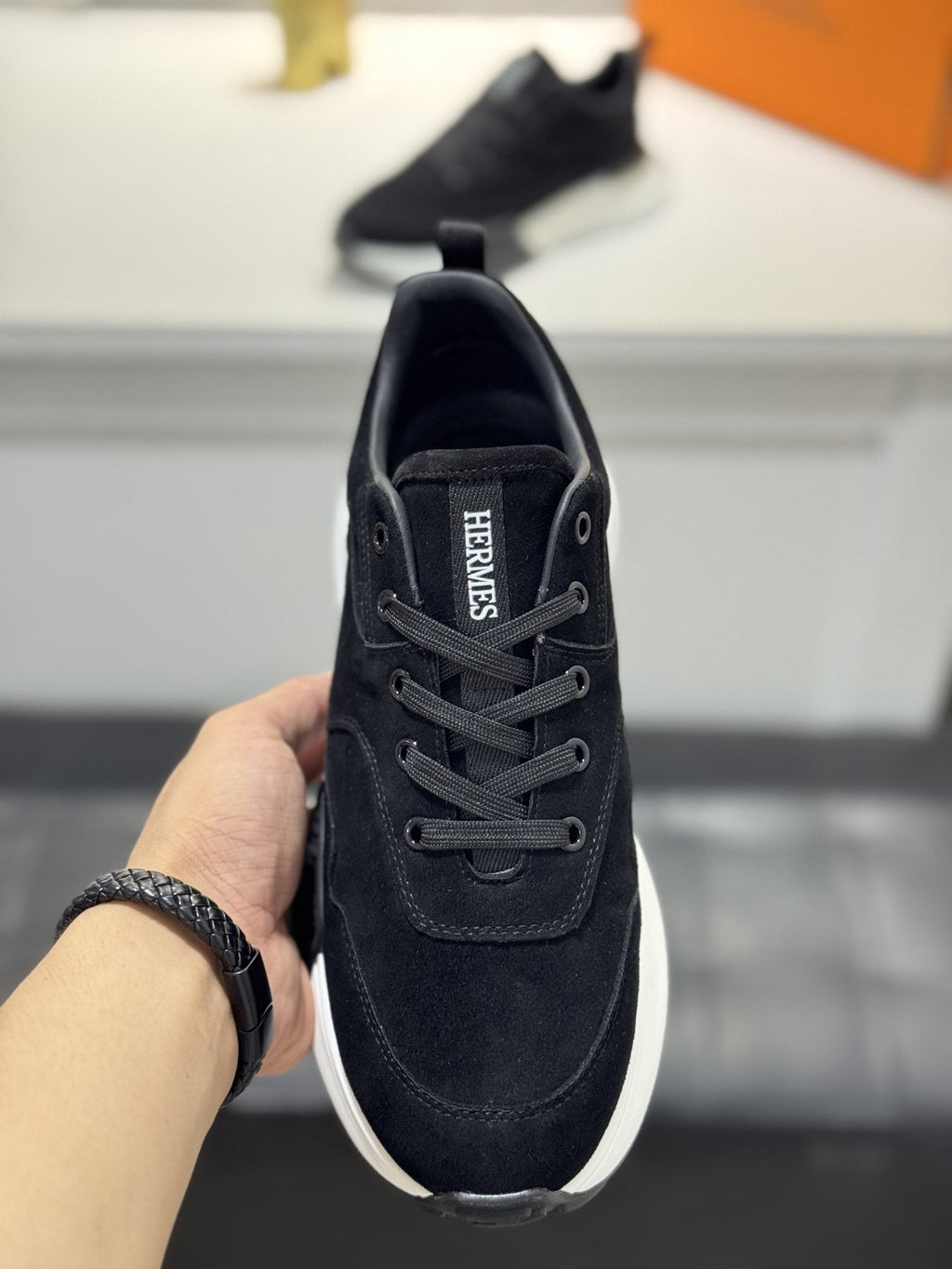 Hermès Men's Paneled Lace-Up Sneakers