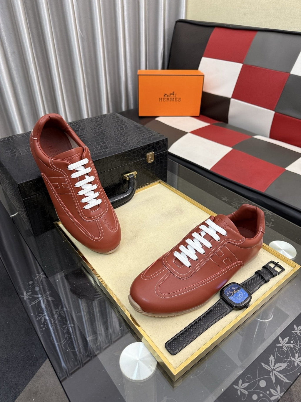 Hermès Stitched Low-Top Sneakers