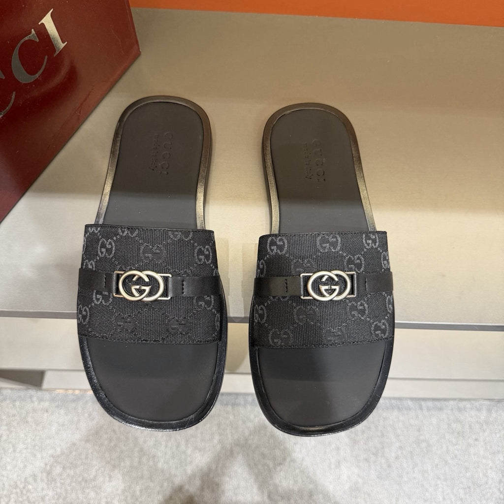 Gucci Patterned Strap Slide Sandals - Open Toe