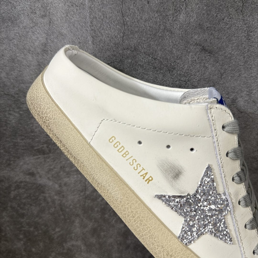 Golden Goose Silver Glitter Star Open-Back Sneakers