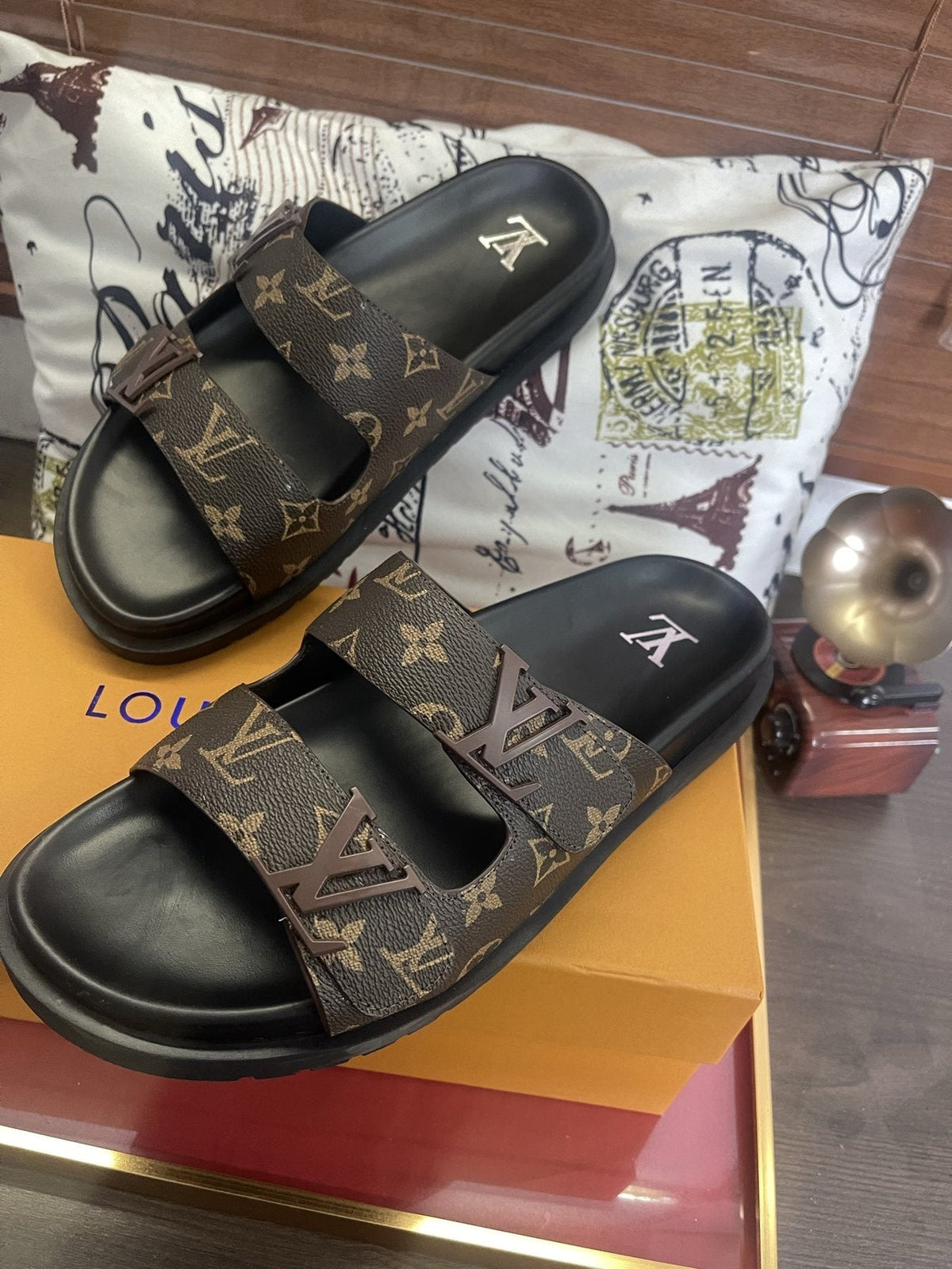 Louis Vuitton Monogram Double-Strap Slide Sandals