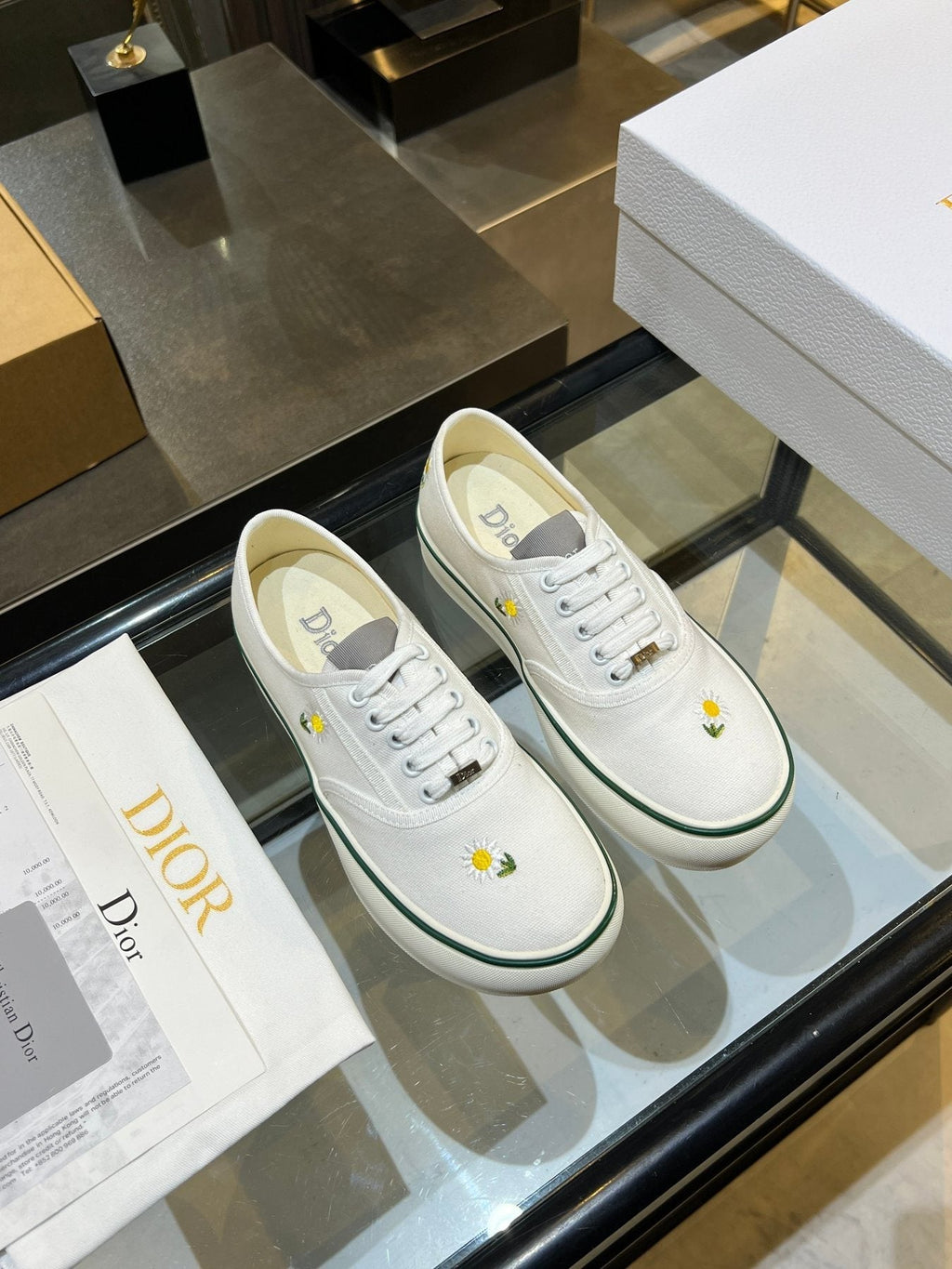Dior Embroidered Floral Low-Top Sneakers