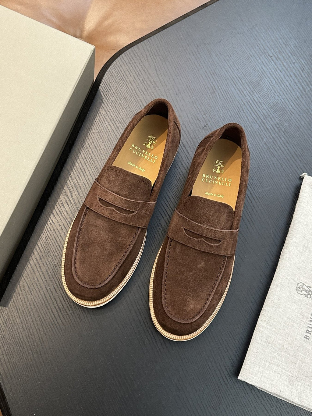 Brunello Cucinelli Suede Penny Loafers
