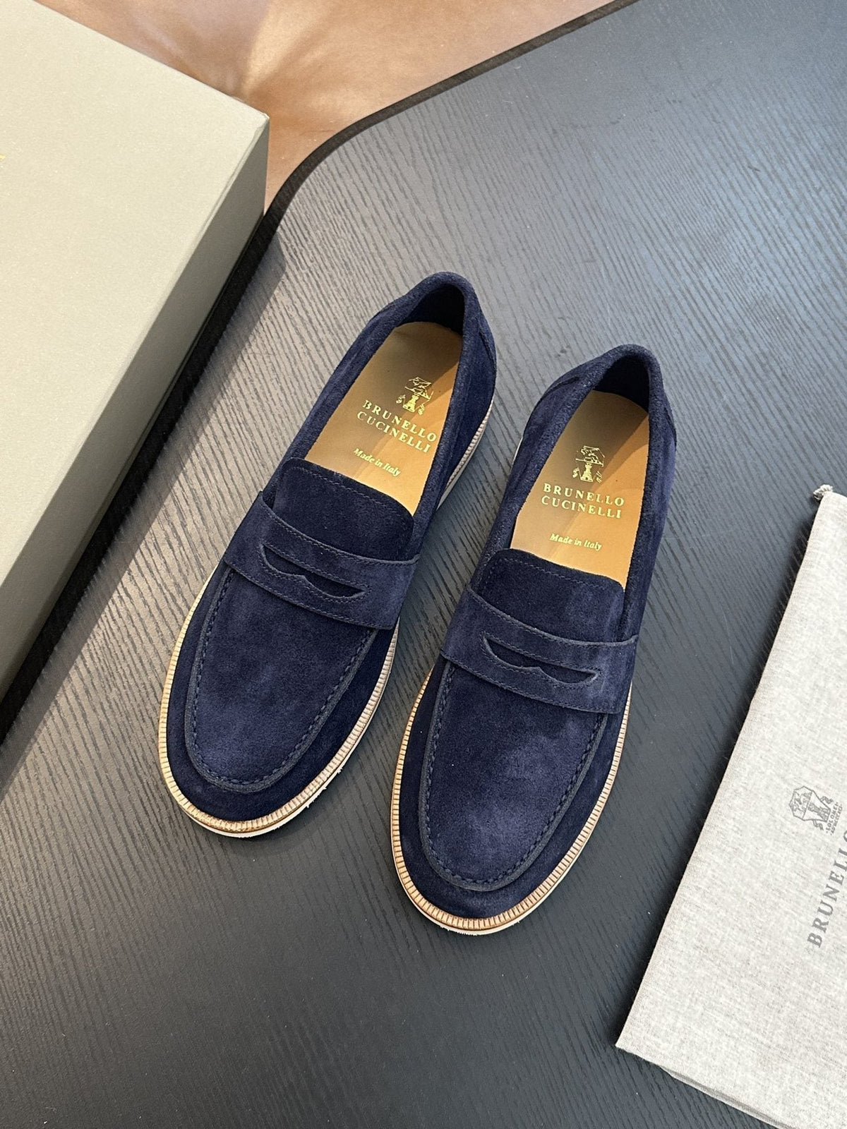 Brunello Cucinelli Suede Penny Loafers