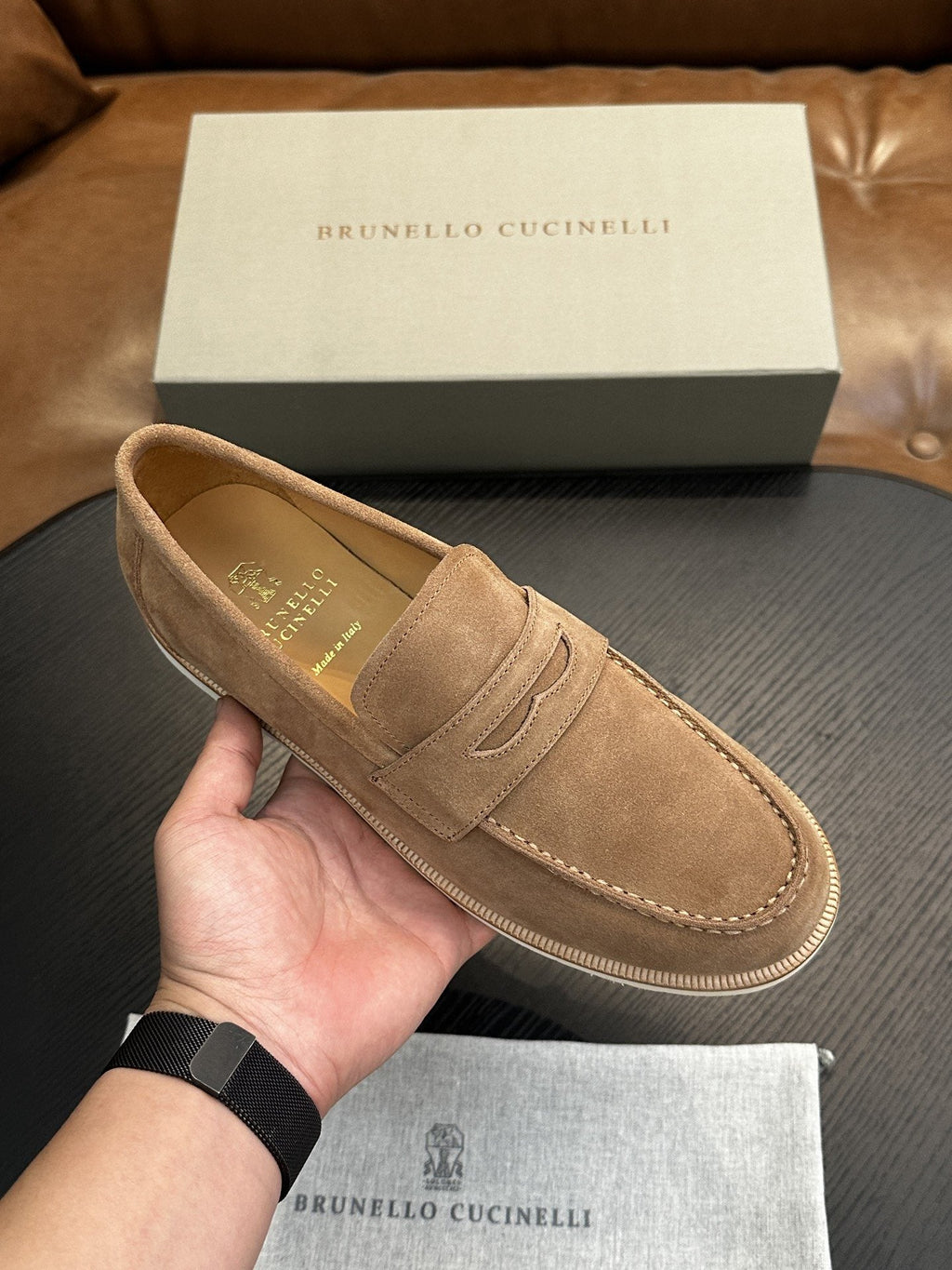Brunello Cucinelli Suede Penny Loafers