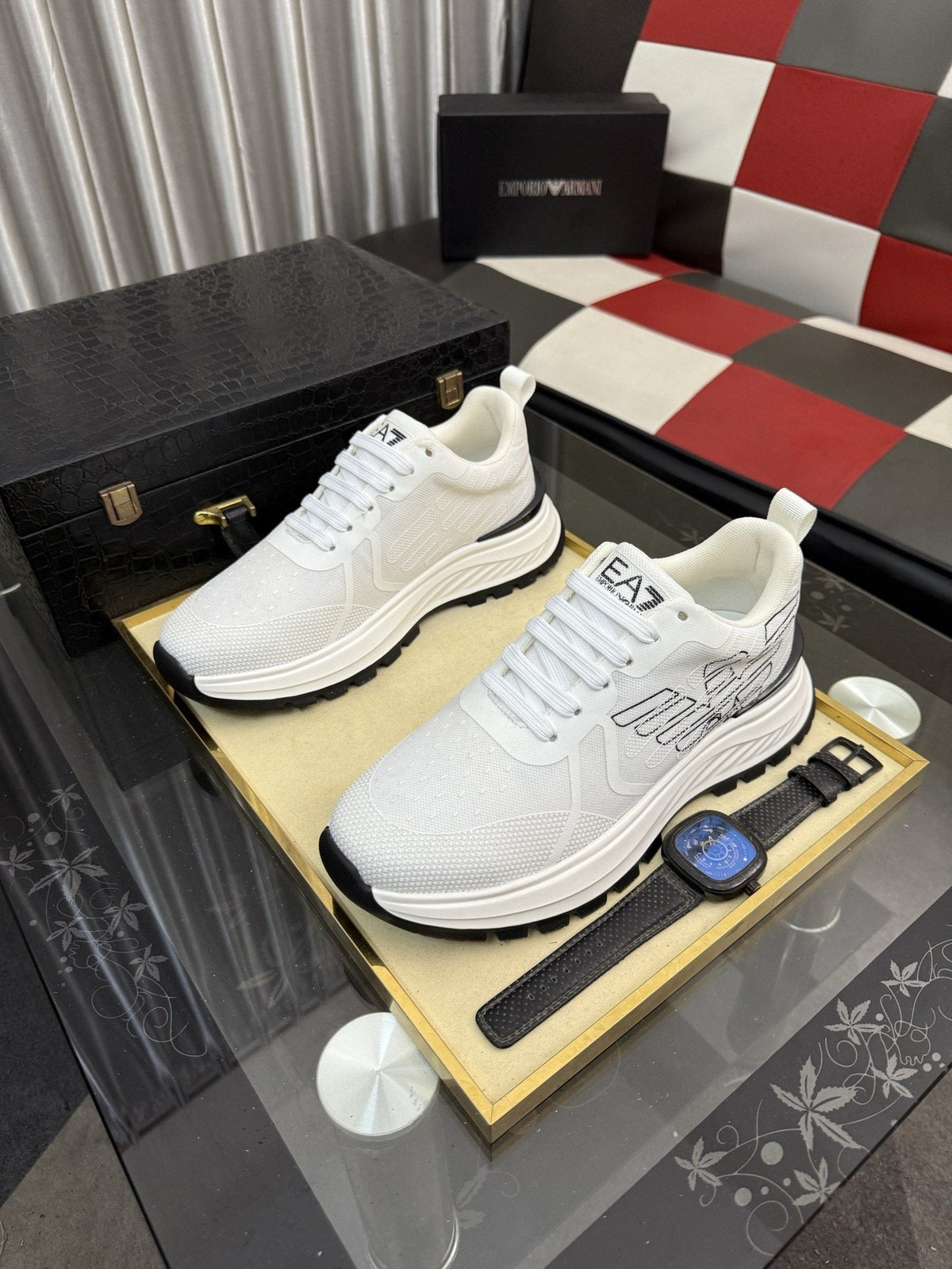 Emporio Armani White Low-Top Sneakers