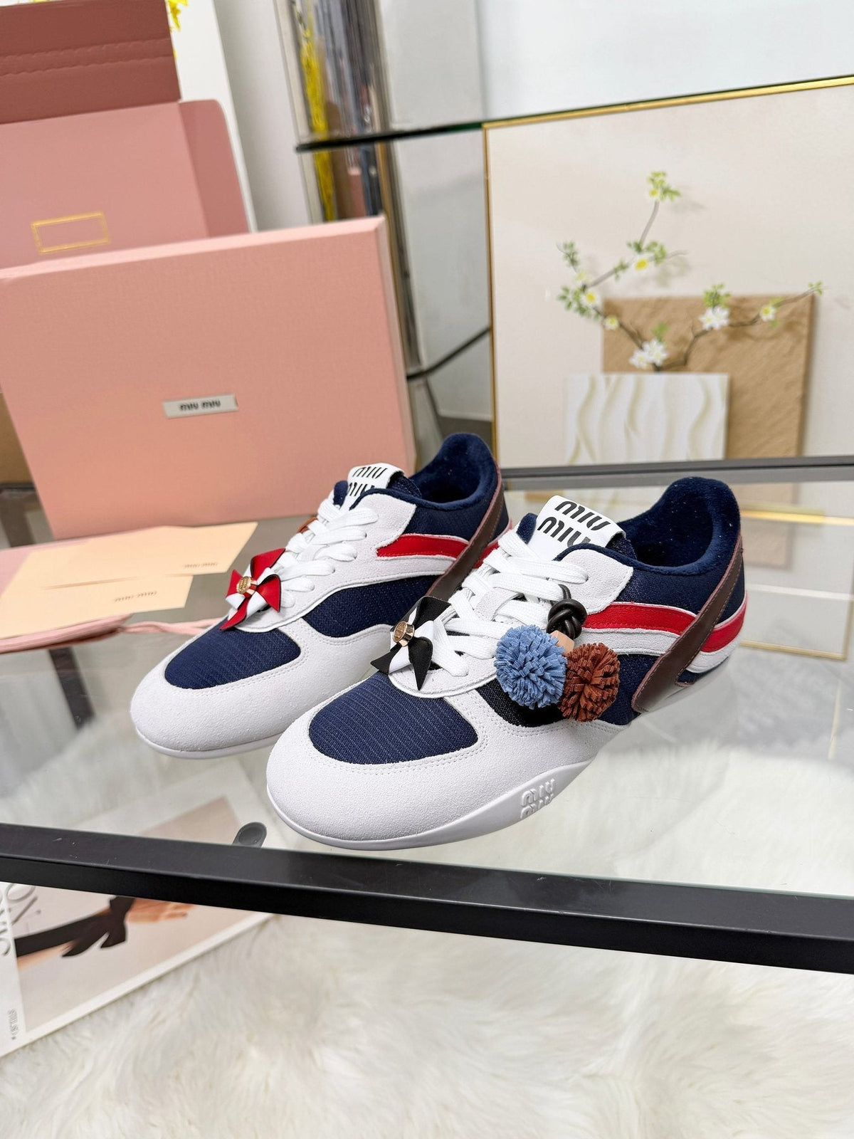 Miu Miu Floral Charm Sneakers