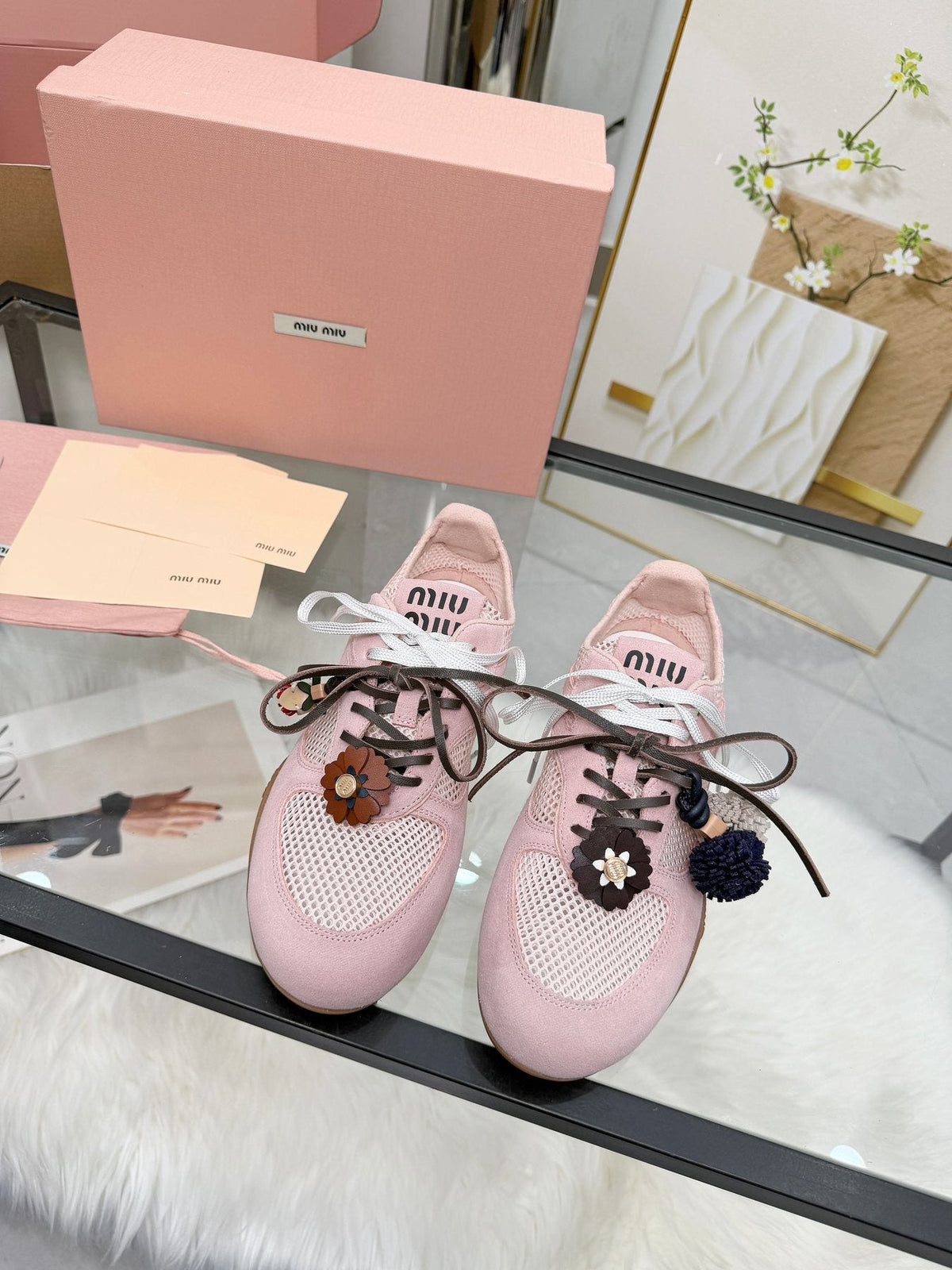 Miu Miu Floral Charm Sneakers