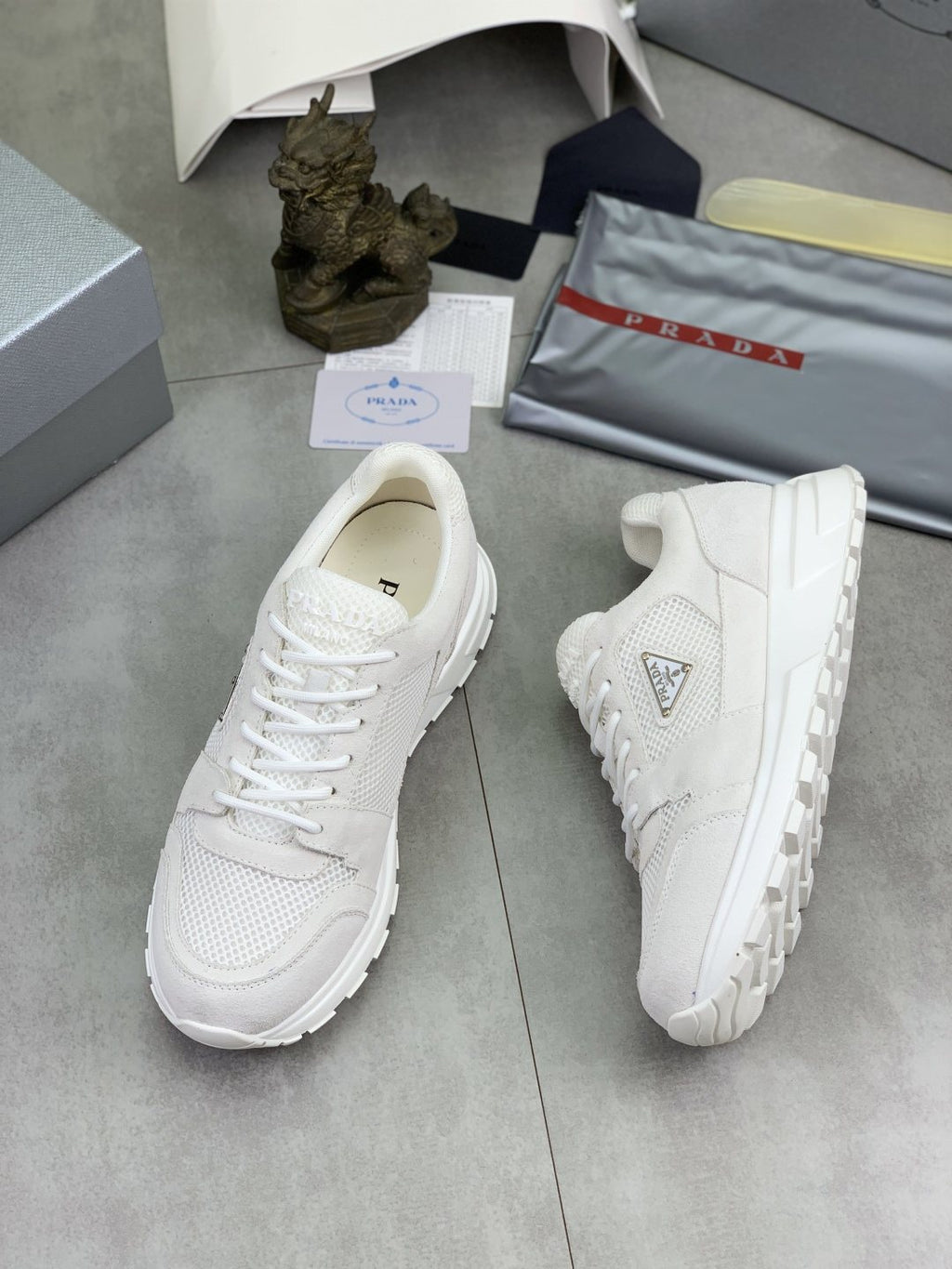 Prada Mesh Panel Low-Top Sneakers
