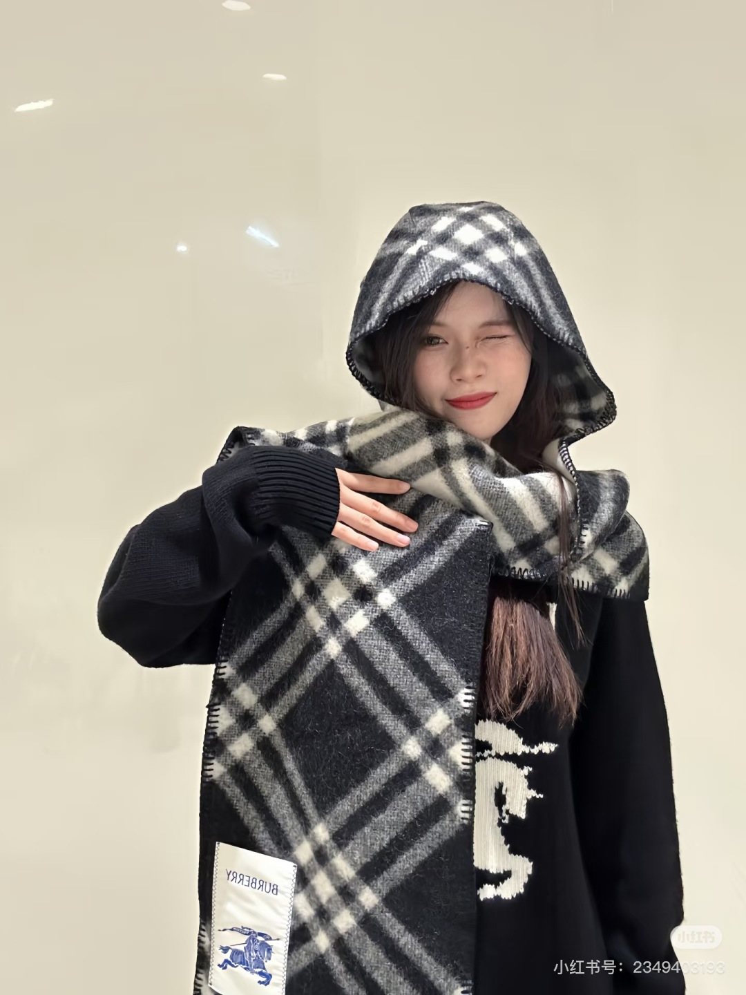 Burberry Plaid Hooded Scarf Wrap