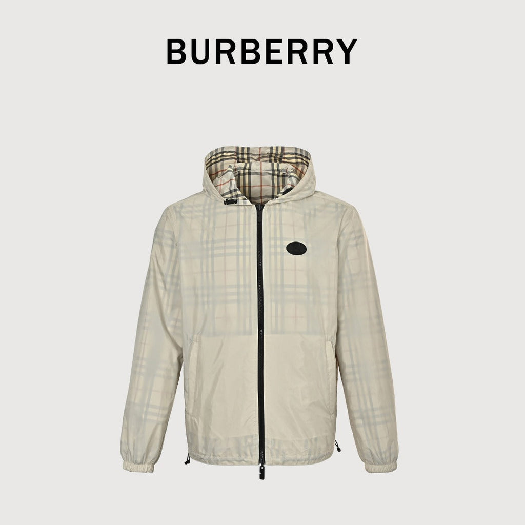 Burberry BBR Vintage Check Reversible Hooded Zip-Up Jacket