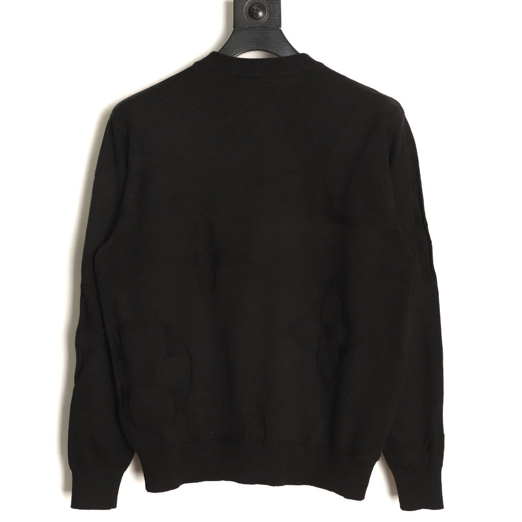 Louis Vuitton Tonal Relief-Style Crewneck Knit Sweater - Black